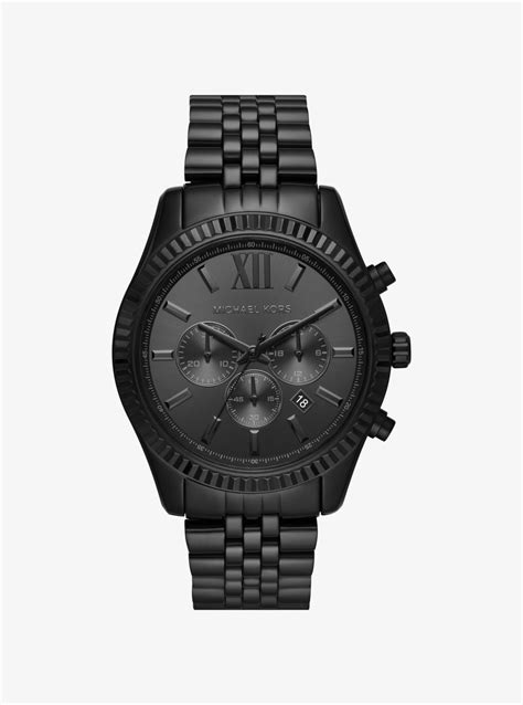 michael kors men's lexington black stainless steel watch|oversized lexington gold tone watch.